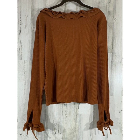 Maeve Rust Ruffle Blouse - Picture 3 of 11